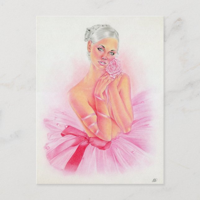 Postal Rosa de amor Ballerina Postcard (Anverso)