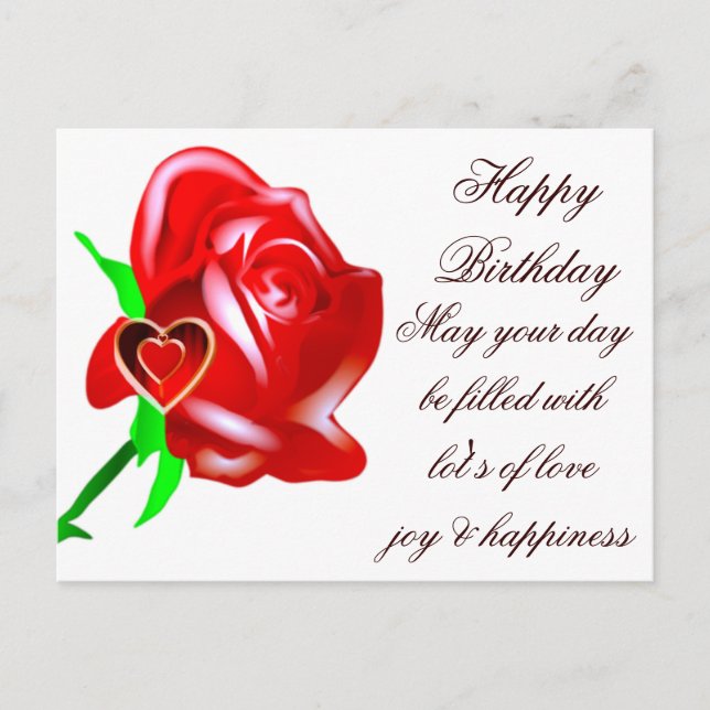 Postal Rosa de amor y corazón_ (Anverso)