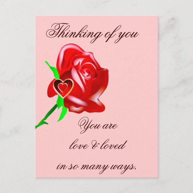 Postal Rosa de amor y corazón_ (Anverso)