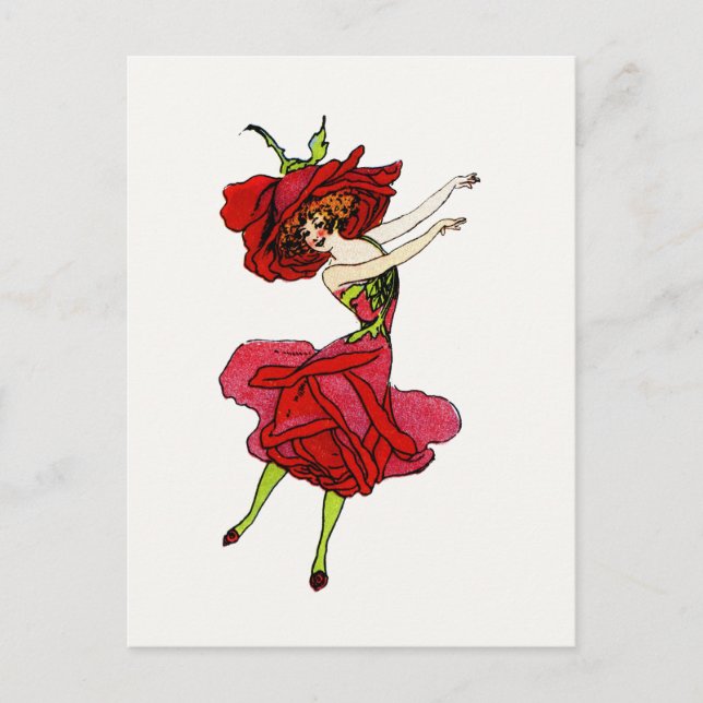 Postal Rosa de belleza norteamericano, flores extravagant (Anverso)