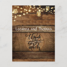 Postal Rosa De Brújula Rústica Wood Gracias Postcard