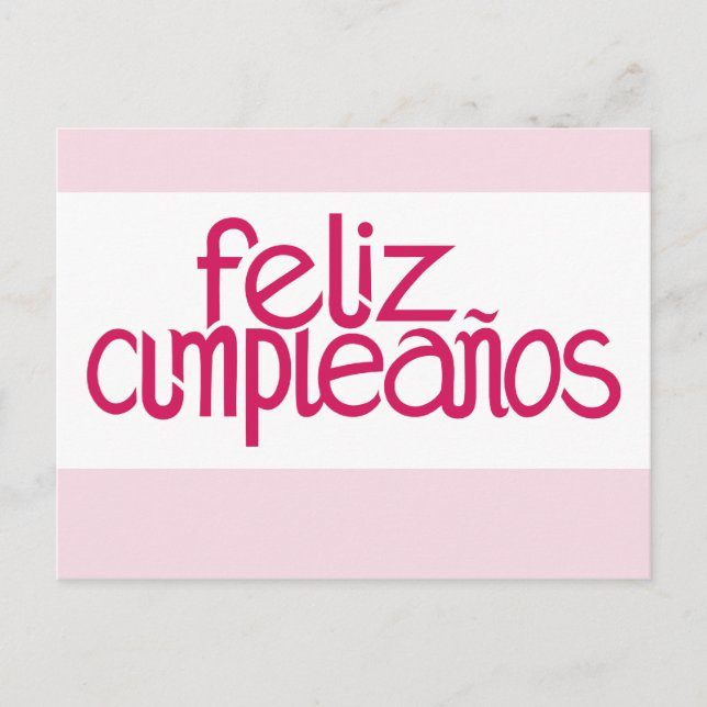 Postal rosa de cumpleaños Feliz (Anverso)