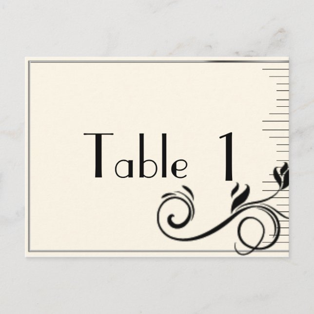 Postal Rosa de deco francés crema negra número de tabla B (Anverso)