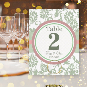 Postal Rosa de Dusy Verde Masaje en Número de Mesa Blanca