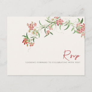 Postal Rosa de flores silvestres rosadas Boda Spring Garl