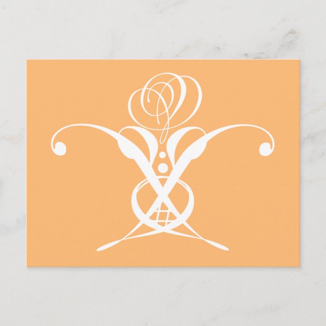 Postal Rosa de Flourish de color blanco retro Peach (Anverso)