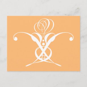 Postal Rosa de Flourish de color blanco retro Peach