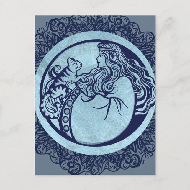 Postal Rosa de la diosa del gato (Anverso)