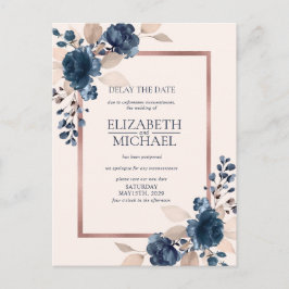 Postal Rosa de la Marina de Oro Azul Dusty Floral rosa Fe