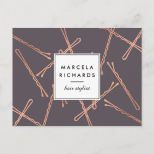 Postal Rosa de moda Bobby Pins Salón Gray