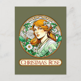 Postal Rosa de Navidades de Art Nouveau