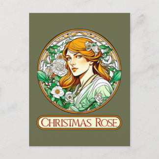 Postal Rosa de Navidades de Art Nouveau