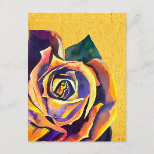 Postal Rosa de oro Arte de acuarela gótica