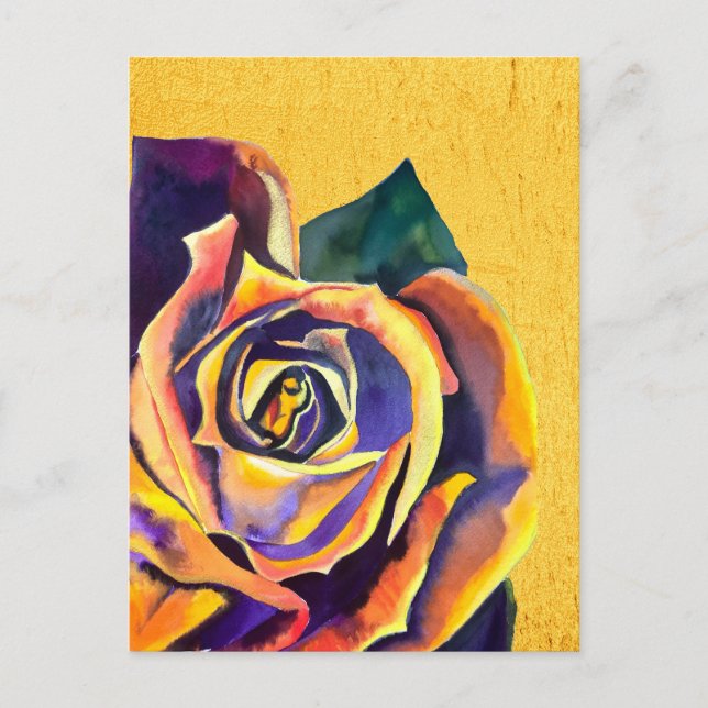 Postal Rosa de oro Arte de acuarela gótica (Anverso)