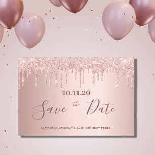 Postal Rosa de oro de fiesta de cumpleaños guardar la tar