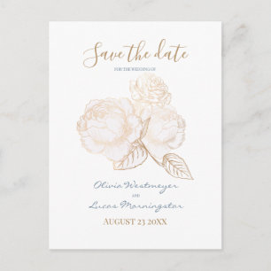 Postal Rosa de oro dorado y marfil azul turquesa salva la