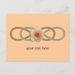 Postal Rosa de oro plateado de doble infinito