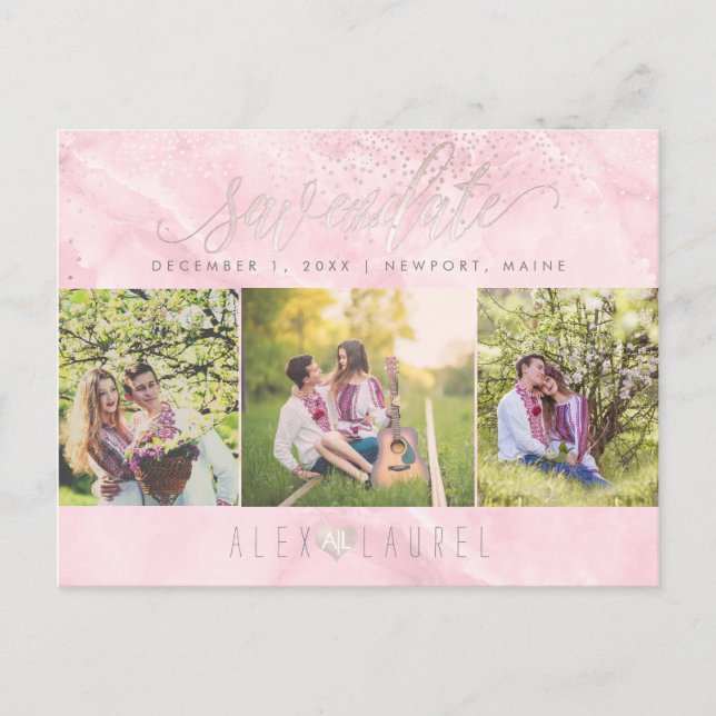 Postal Rosa de PixDezines Quartz Guardar fecha/Confetti d (Anverso)
