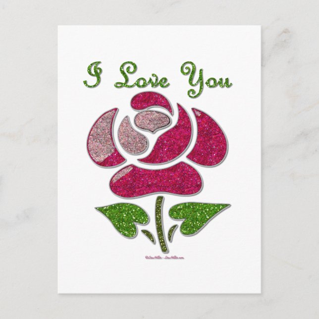 Postal Rosa de plantilla rosa te amo (Anverso)