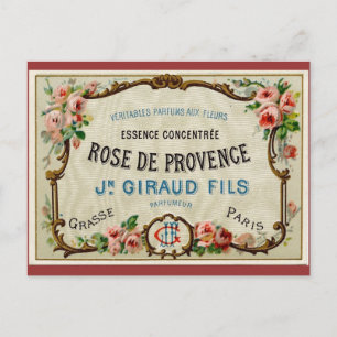 Postal Rosa de Provance un Perfume Francés