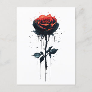 Postal Rosa de sangre goteo: Arte floral gótico