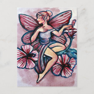 Postal Rosa de Sharon Hibiscus Fairy
