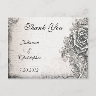 Postal Rosa De Tatuaje De Victoria Gracias Postcard Boda