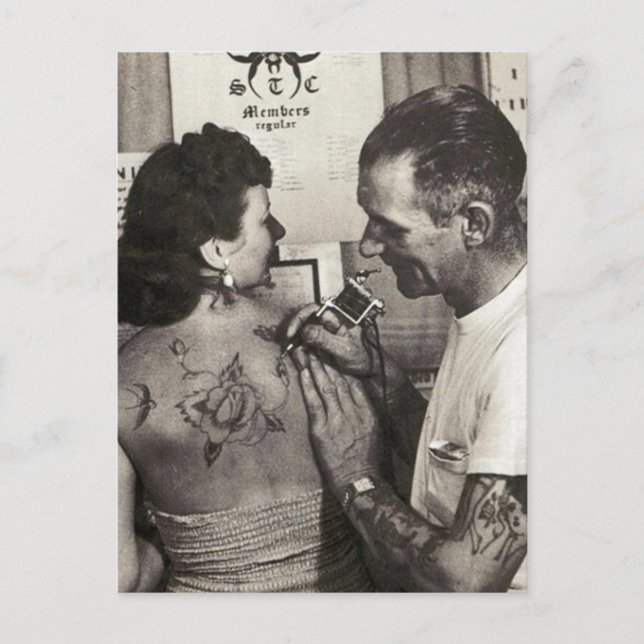 Postal Rosa de tatuajes de Al Shieferly (Anverso)