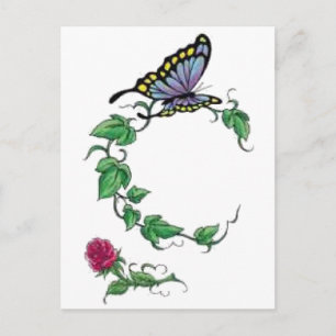 Postal rosa de vid de mariposa