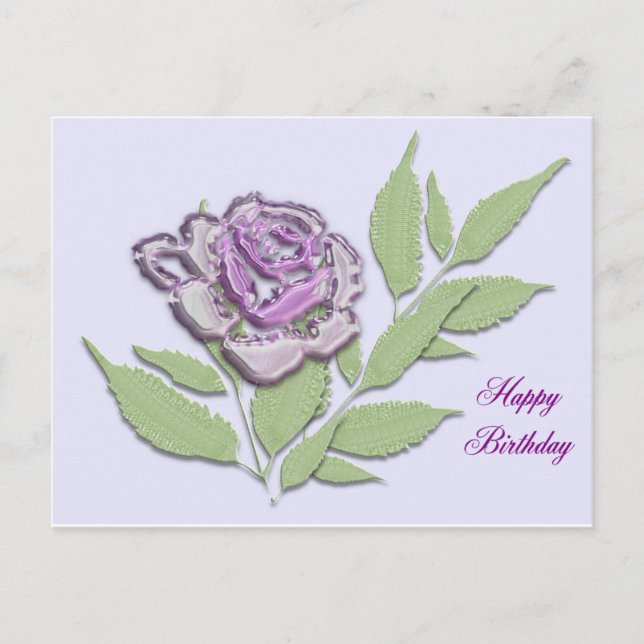 Postal rosa de vidrio en lilac (Anverso)
