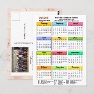 Postal rosa del calendario 2023 Foto corporativa moderna 