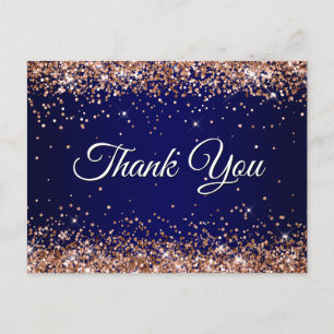 Postal Rosa Dorado Brillante Falso Glitter Azul Marino Gr