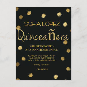 Postal Rosa Dorado Brillo Elegante Quinceañera 