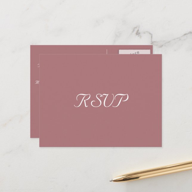 Postal Rosa elegante respuesta Boda Fiesta RSVP (Anverso/Reverso In Situ)
