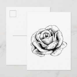 Postal Rosa en blanco y negro