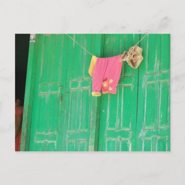 Postal Rosa en verde en Katmandú (Anverso)