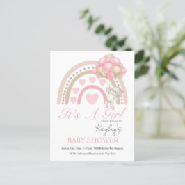 Postal Rosa es un Chica presupuesto arcoiris Baby Shower