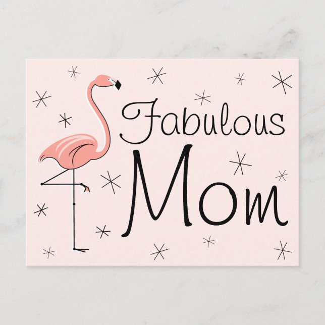 Postal rosa Flamingo "Fabulous Mom" (Anverso)
