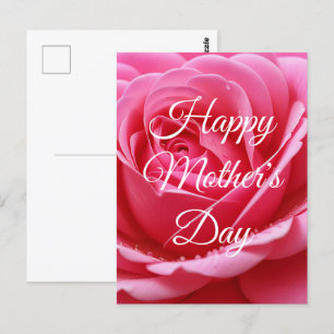 Postal Rosa Flor del Día de la Madre Feliz Personalizada