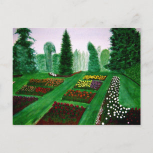 Postal Rosa Garden, Portland, pintura acuarela de Oregon
