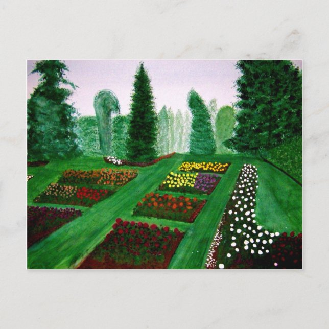 Postal Rosa Garden, Portland, pintura acuarela de Oregon (Anverso)