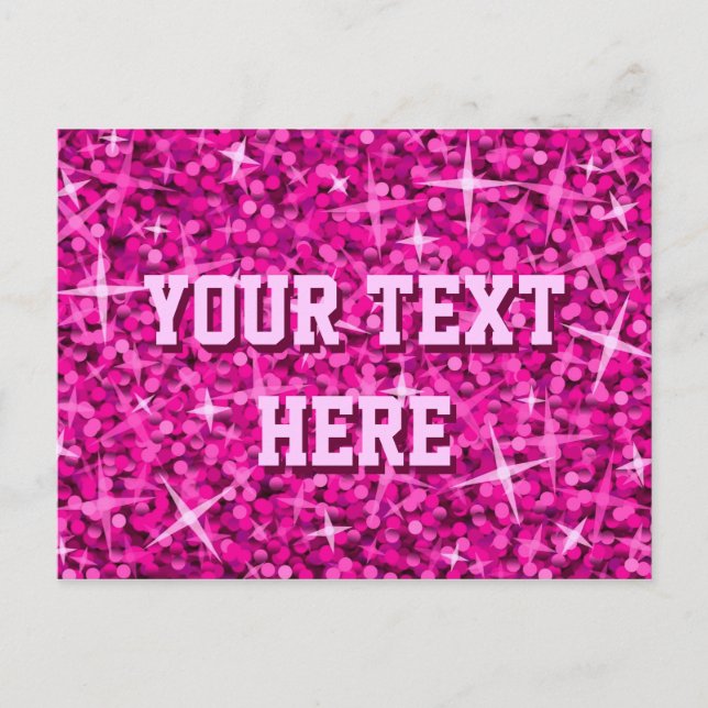 Postal rosa glitz 'Tu texto' (Anverso)