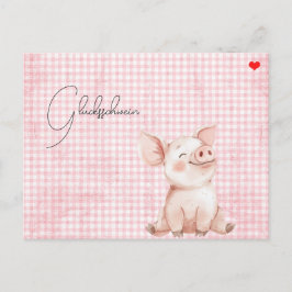 Postal rosa Glücksschwein-Karte Postcard Postkarte