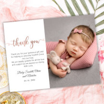 Rosa Gold Modern Script Baby Photo