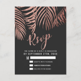 Postal Rosa Gold Palm Tree Fronds Black Modern RSVP
