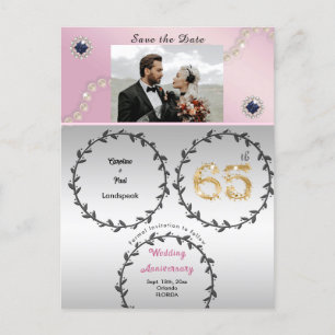 Postal Rosa Gold Sapphire 65 Aniversario Guardar la fecha