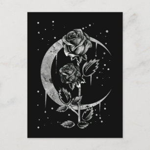 Postal Rosa gótico de la luna Crescent Witchart