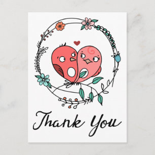 Postal Rosa Gracias Amor Floral Wreath Weddi