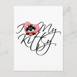 Postal Rosa Me encantan mis camisetas y regalos Kitty