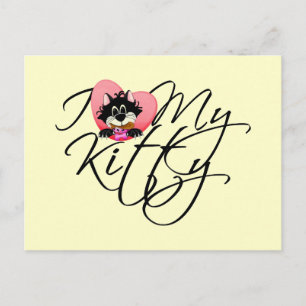 Postal Rosa Me encantan mis camisetas y regalos Kitty